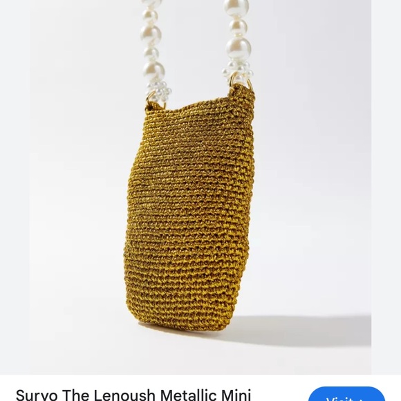 SURYO Pearl strap purse new never used lenoush metallic - Picture 2 of 5